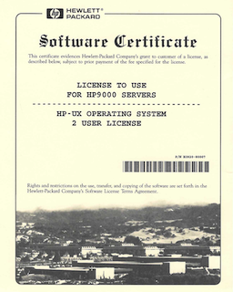 hp9000 software certificate klein